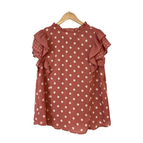 Perch by Blu Pepper Short Sleeve Polka Dot Blouse Size 2XL - Picture 2 of 2